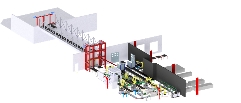 Driven roller conveyors robot cells